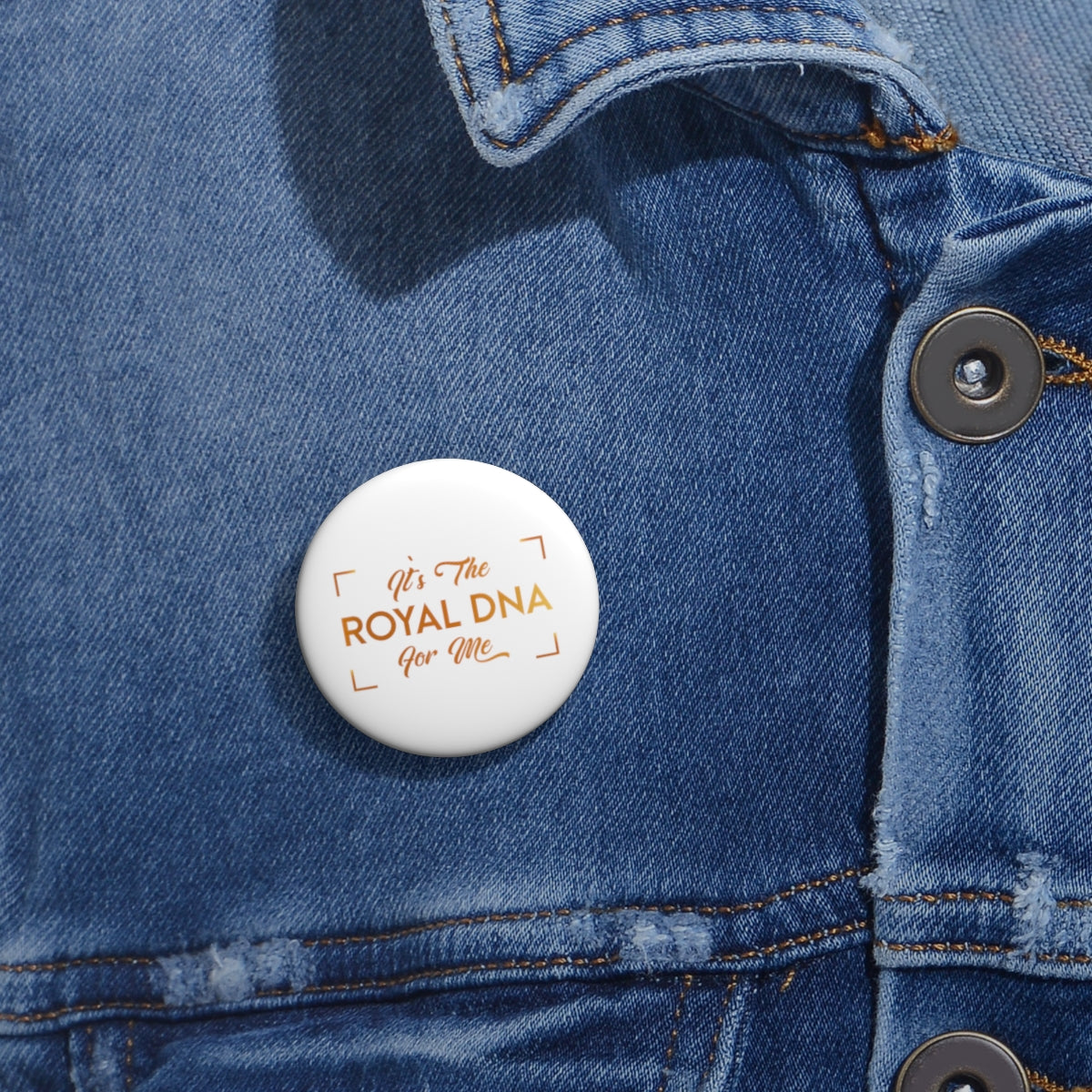 Stronger with Love and Melanin - Custom Pin Buttons - Royal DNA (White)