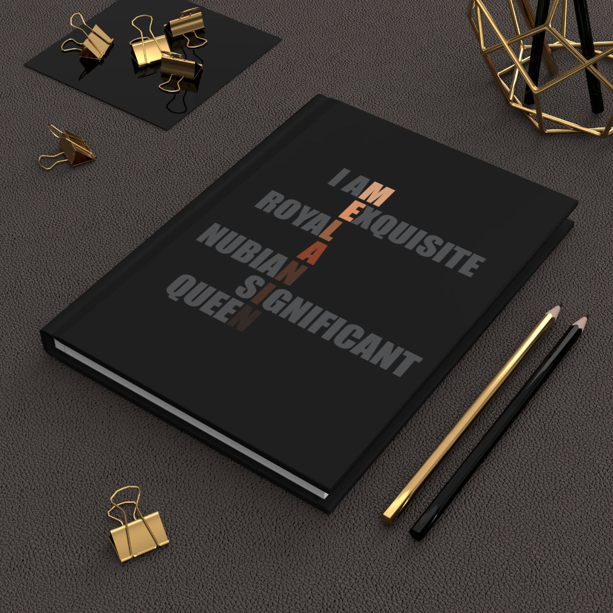 Stronger with Love and Melanin - Hardcover Journal Matte - I Am Melanin (Black)
