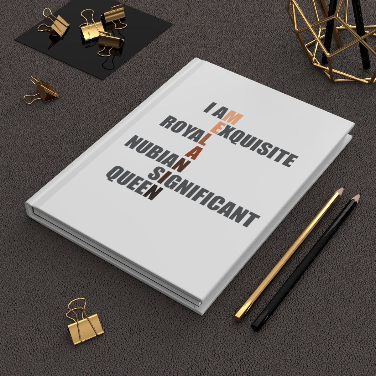 Stronger with Love and Melanin - Hardcover Journal Matte - I Am Melanin (White)